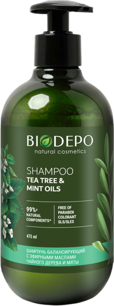 Шампунь для всех типов волос Биодепо БИО чайн дерево мята себорег Куафер ММ ООО п/у, 475 мл