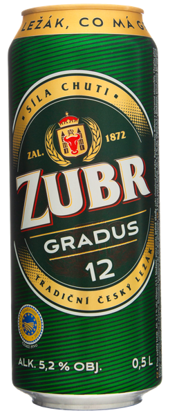 Пиво светлое Лагер 5,2% Зубр Градус Пивовар Зубр ж/б, 0,5 л