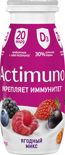 Напиток 1,5% кисломолочный Актимуно ягодный микс Данон Россия п/б, 95 мл