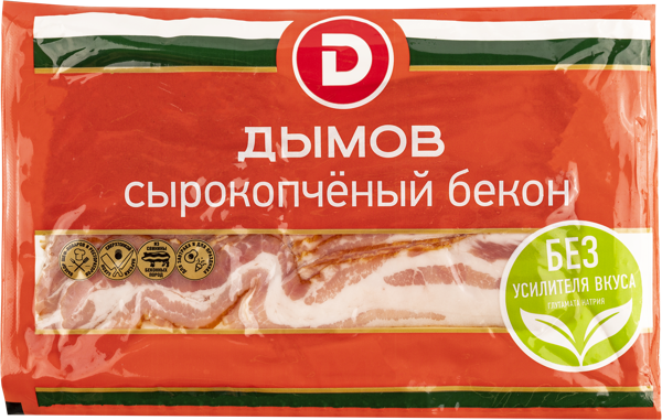 Мясо свиное с/к нарезка Дымов бекон венгерский Дымовское КП в/у, 150 г