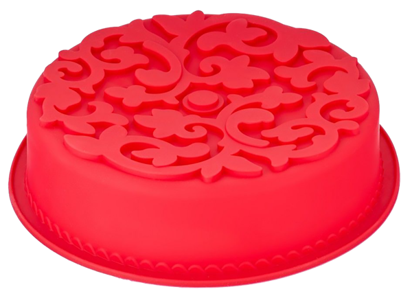Форма 27см красная силикон Валмер классик круглая с узором Валмер м/у, 1 шт