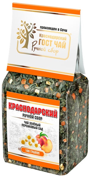Чай зеленый Краснодарский ГОСТ персиковый сад ручной сбо Гост Чай м/у, 100 г