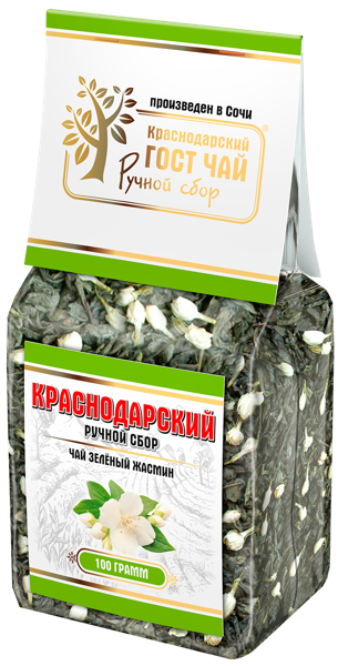 Чай зеленый Краснодарский ГОСТ жасмин ручной сбор Гост Чай м/у, 100 г