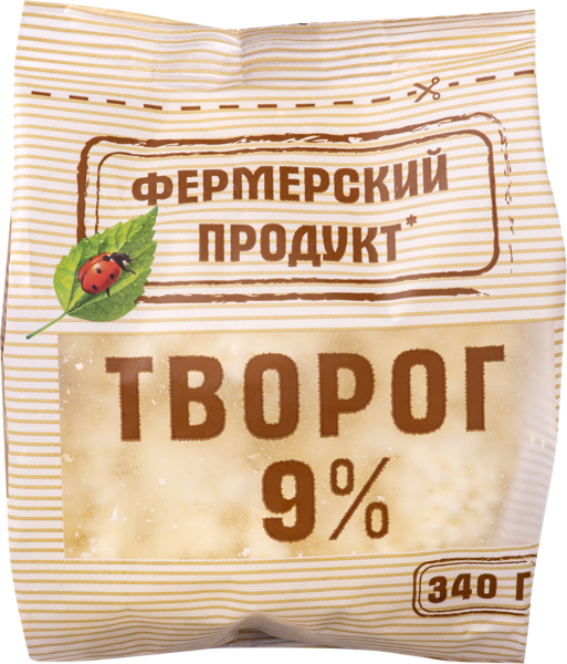 Творог 9% Фермерский продукт КубаньРус-Молоко м/у, 340 г