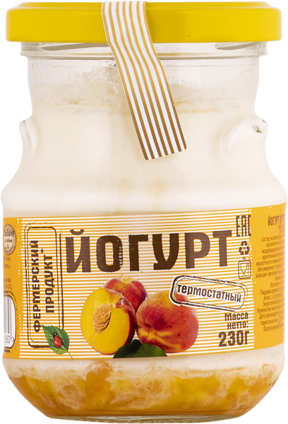 Йогурт 1,5% термостатный Фермерский продукт персик КубаньРус-Молоко с/б, 230 г